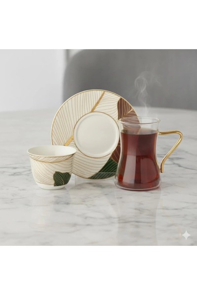 Dania Tea and coffee set, 18 pieces, colored leaves