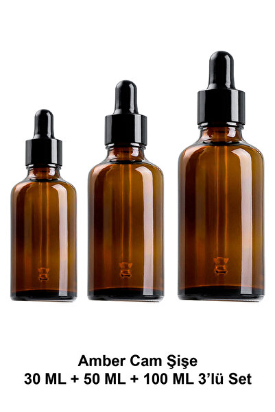 ATEL-SAN Amber Cam Şişe 30 ML + 50 ML + 100 ML 3’lü Set