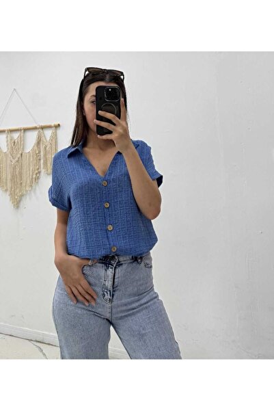 DALİAYILDIZ Women's Shirt Linen Short Sleeve