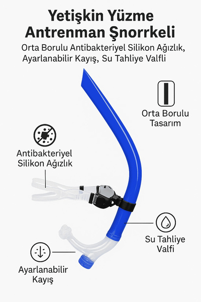 DailyTech Yetişkin Yüzme Antrenman Şnorkeli Siyah