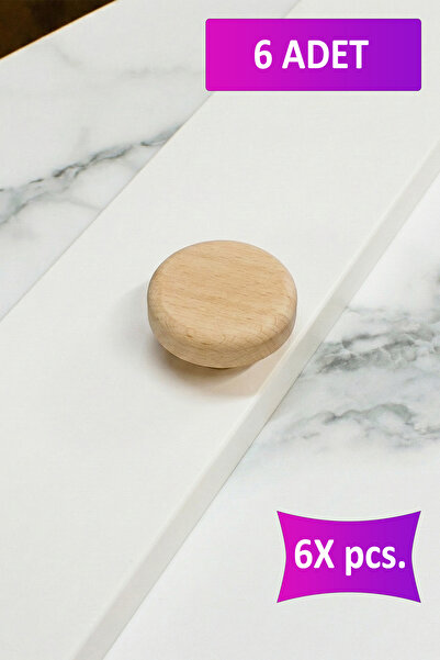 merbiles 6 Adet Yuvarlak Daire Şekilli Ahşap Kulp Çocuk Bebek Odası Mobilya K...