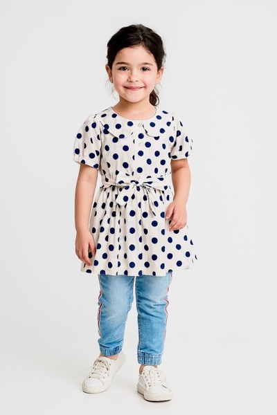 STITCH by MH Ruffle Collar Polka Dot Dress