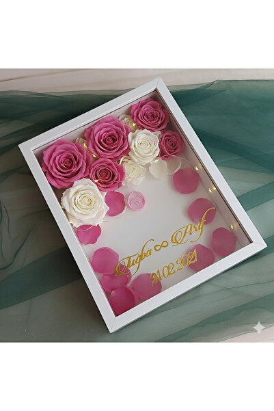 Verda Çerçeve 30x40 Cm Ledli İsimli Derin Tasarım Gül Kutusu Anı Çerçevesi! Ayna Çerçeve!