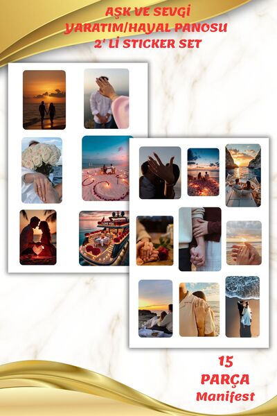 birikiyedi Aşk Hayal/Yaratım Panosu -Dream Board Sticker Seti 2 Sayfa 15 Parç...