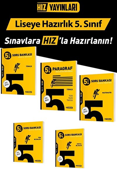 Hız Yayınları 5. Sınıf Matematik, Türkçe, Fen Bilimleri, Sosyal Bilgiler Para...