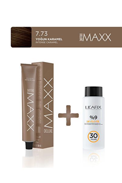 MAXX DELUXE Tüp Saç Boyası 100 ml - 30V Oksidan 7.73 Yoğun Karamel