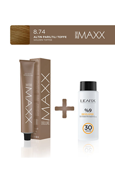 MAXX DELUXE Tüp Boya 60 ml - 30v Oksidan 8.74 Atın Parıltılı Toffe
