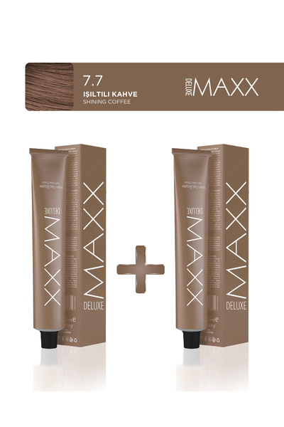 MAXX DELUXE 2'li Tüp Saç Boyası 100 ml 7.7 Işıltılı Kahve