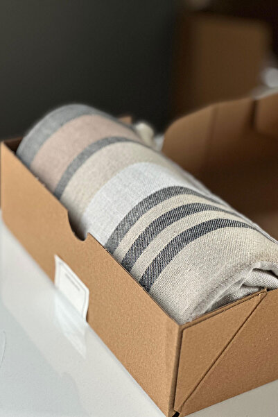 Stella Belli 90x180 см Жакардова бежова памучна муселин пещемал - Плажна кърп...