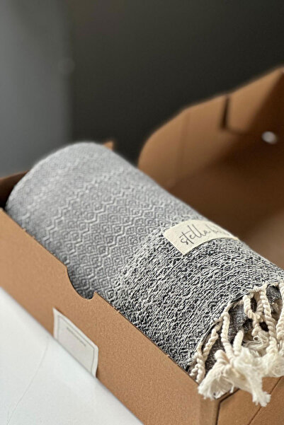 Stella Belli منشفة شاطئ بيستامال منقوشة حديثة منسوجة يدويًا من القطن مقاس 90 × 180 سم مع شرابة |   ديمير |   مدخن