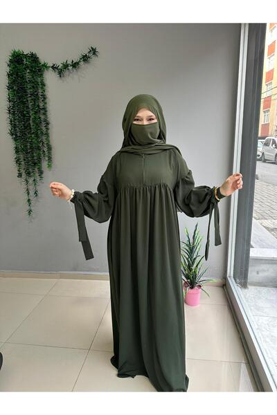 Yüsra Collection Ferace Hijab Liza Sleeve Tie Dress