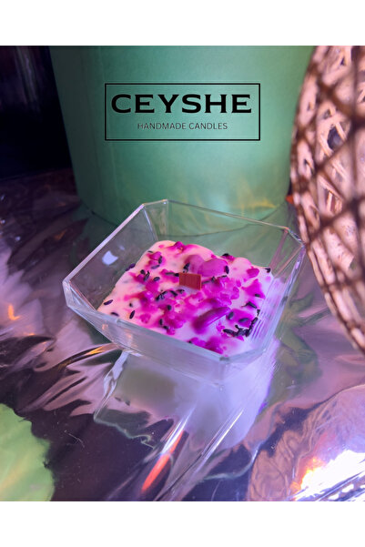 CeyShe Lavanta Kokulu Aromaterapi Ahşap Fitilli Soyawax Mum