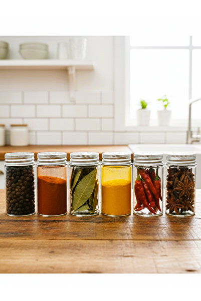 junibeliw 6 قطع من زجاجات زجاجية واسعة الفوهة سعة 30 مل، وعاء توابل صغير لسطح المكتب، غطاء معدني 6 × 30 مل