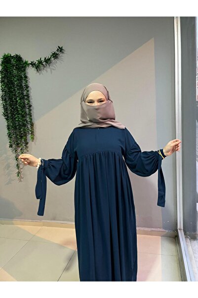 Yüsra Collection Rochie Ferace Tesettür Liza cu mâneci și legături