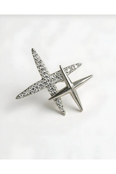 maia Yıldız İkili Broş – Gümüş Renk – Taş Detaylı