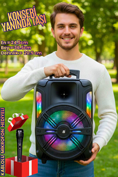 SOONBOX Mikrofonlu Bluetooth Hoparlör 8x1 Toplantı Parti Eğlence LED Işık TF ...