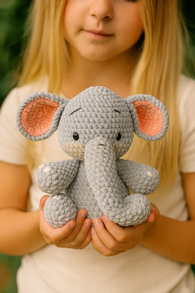 Homesinti 30 Cm Amigurumi Uyku Arkadaşı Fil (İSİM IŞLENEBİLİR)