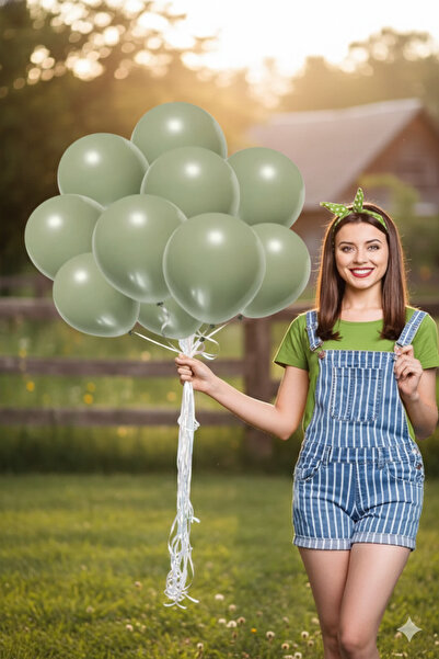 Deniz Party Store بالون لاتكس أخضر قالب ريترو 10 قطع