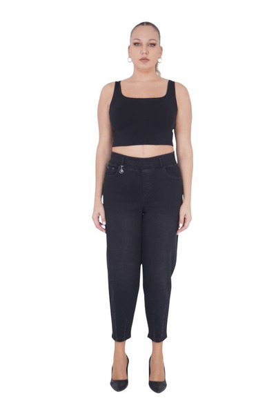 ZANESSI بنطلون جينز نسائي مقاس كبير مرن عالي الخصر قماش قابل للتمدد ذو مقاس و...