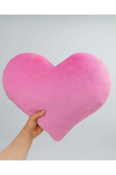 Yastıkland PEMBE PELUŞ KALP HARİKA TASARIM 50X50 CM