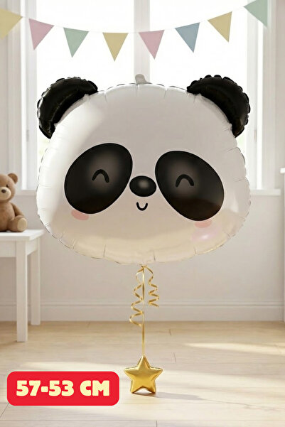 Baloncu Dede Panda Desenli Folyo Helyum Balon Sevgili ve Özel Gün Balon