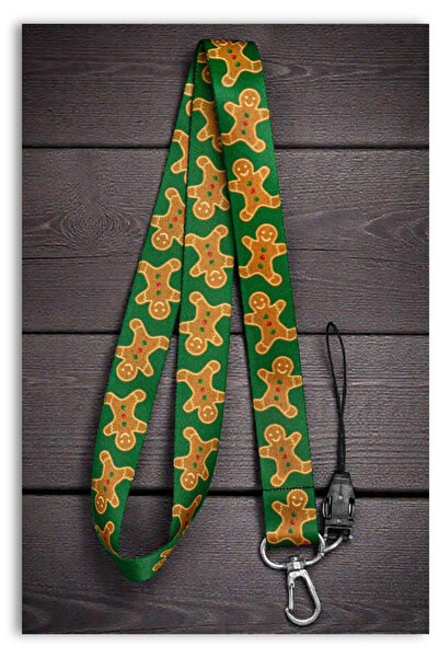 Mia Aurora حامل بطاقات هاتف بتصميم كوكي الزنجبيل مع حبل تعليق أخضر وحامل مفات...