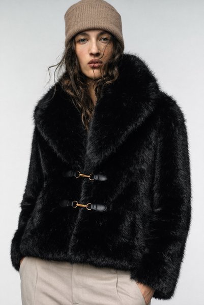 Kir Women's Soft Textured Lined Short Faux Fur Coat