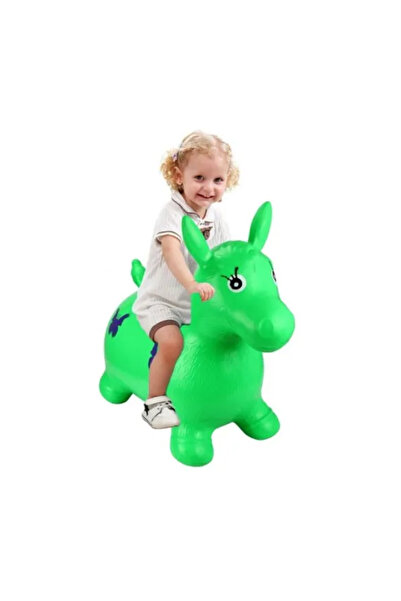 Royal Inflatable Jumper Horse made of Rubber for jumping, Music and Lights, Indoor or Outdoor - Green