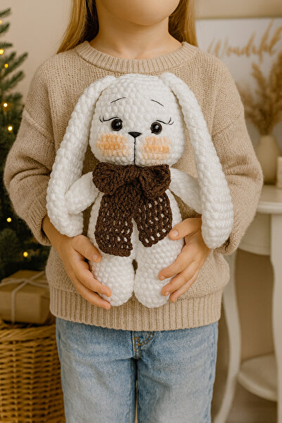 Homesinti El Örgüsü Amigurumi Tavşan Oyuncak 30 cm Çocuk Odası Dekoru Uyku Ar...