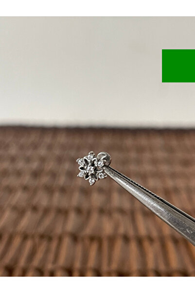 Rupen Kraft 316 L Cerrahi Çelik Pırlanta Kar Tanesi Dudak Helix Kıkırdak Trag...