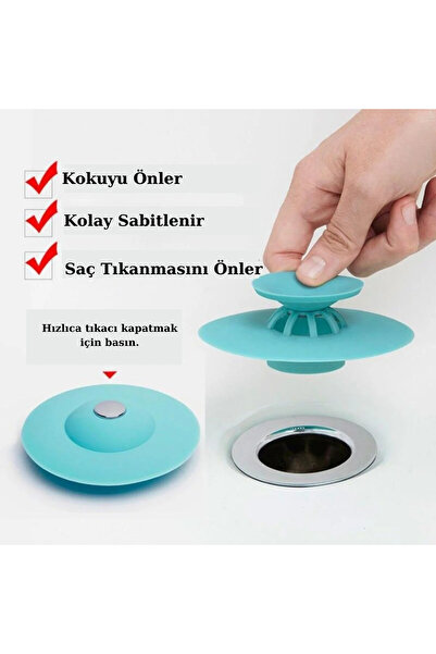 ZUZU MADE 2 Kademeli Dokunmatik Lavabo Tıkacı Silikon Lavabo Gider Tıpası Gid...