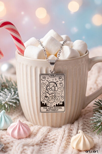 ArtinArt قلادة التارو على شكل فراشة مضادة للطابع الاجتماعي |   قلادة من الفول...
