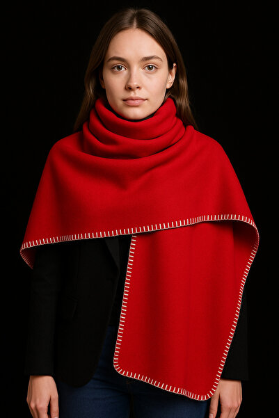 arslan deco وشاح صوف أحمر مطرز يدويًا كهدية