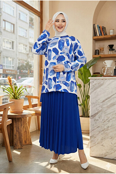 modamira kadın sandy saks mavi 2li etekli takım eteği piliseli ikil tesettür ...