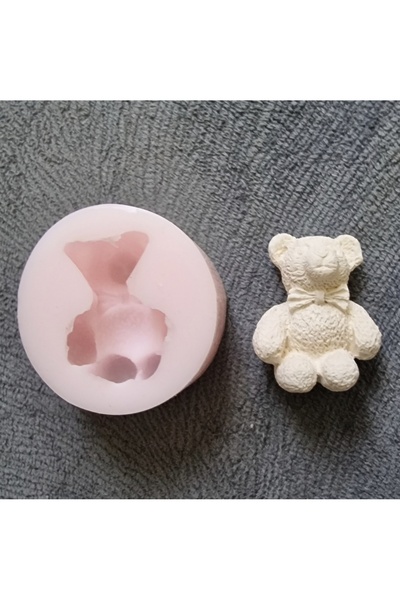 morlalem m Mini Minyatür Magnet Ayıcık, Fiyonklu 3cm Küçük Ayı Silikon Kalıp K-1300, Sabun Alçı Mum Kalıbı