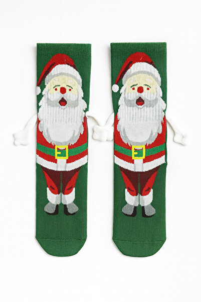 CARNAVAL SOCKS El ele tutuşan noel baba desenli yılbaşı çorabı(El kısmı beyazdır)
