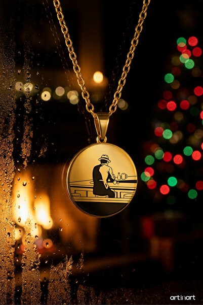 ArtinArt الطيور الليلية (طائرات الليل) - إدوارد هوبر |   قلادة من الفولاذ 316L