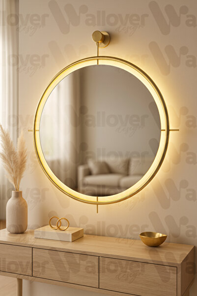 Wallover Design Büyük Boy Arlina Ledli Ayna GOLD Dekoratif Hol Koridor Duvar ...