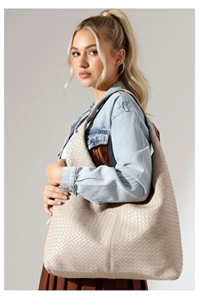 MioArt Geantă de umăr pentru femei, cu textura tricotată mare, aspect casual ...