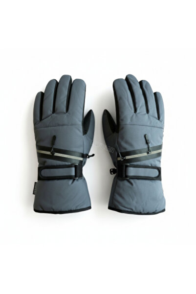 Mustran Fermuarlı Gizli Cepli Cüzdanlı Su Geçirmez Kürklü Kışlık Eldiven – Unisex