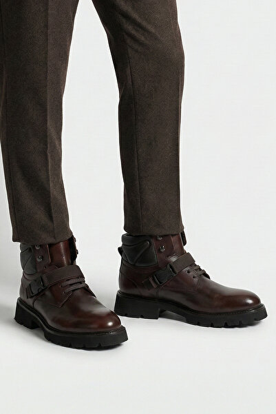 Bruno Shoes Kahverengi Hakiki Deri Tokalı Eva Taban Erkek Postal Bot