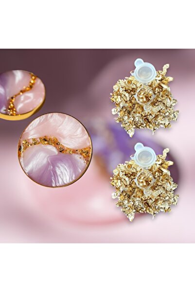 epoksi kalıp cank 2 ADET Epoksi Altın Kırık Folyo Süsleme , Mum Süsleme, Tırn...