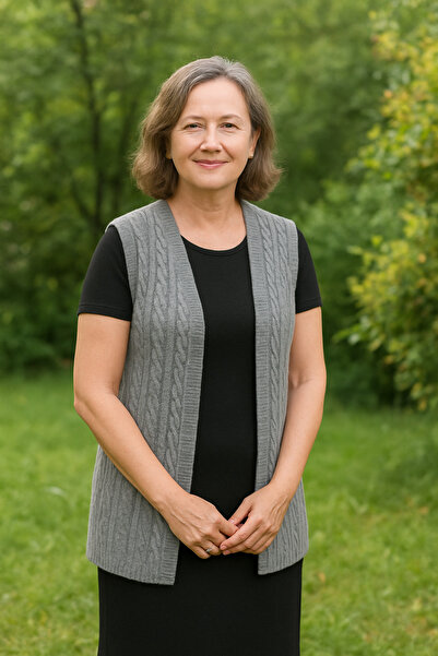 ARTUĞBUTİK Gri Triko Kadın Kolsuz Yelek