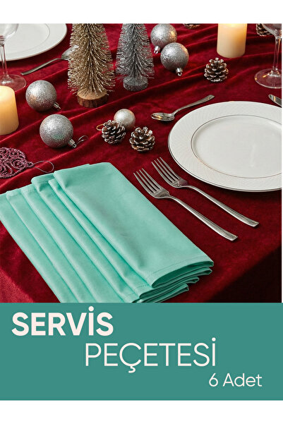Piyes Home Yeşil Pamuk Saten Yılbaşı Servis Peçetesi Sunum Peçetesi Amerikan ...