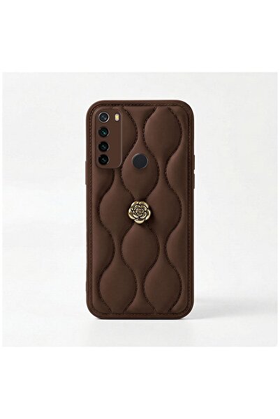 Zebana Xiaomi Redmi Note 8 Uyumlu Kılıf Zebana Camellia Deri Kılıf Kahverengi