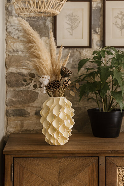 END Design Zambak Desenli 3D Vazo | Modern Organik Form | PLA ile Özel Tasarım (ÇİÇEKLER DAHİL DEĞİLDİR)