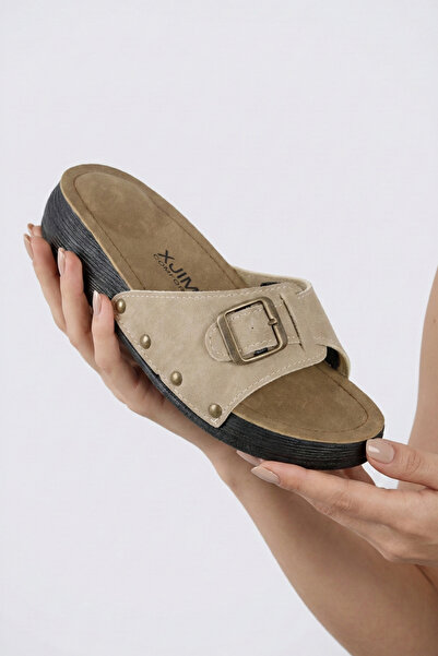 XJIM شباشب نسائية باللون البيج لتقويم العظام، مسننات للكعب، مسننات عظمية، مريحة للاستخدام اليومي في الصيف