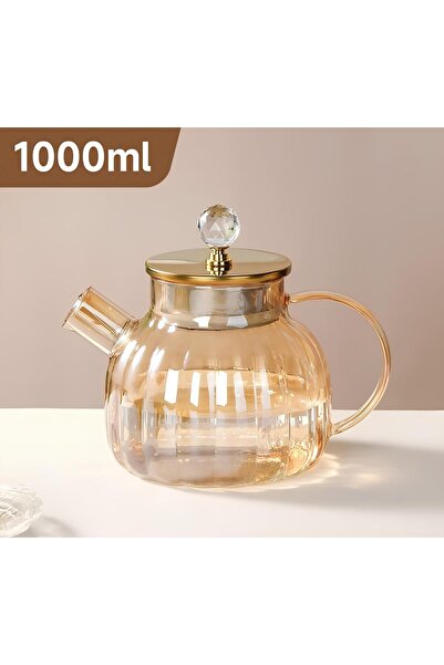 Genel Markalar Isıya Dayanıklı Bambu Kapaklı Lüster Cam Demlik 1 Lt Süzgeçli ...