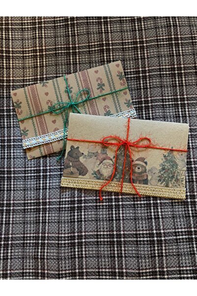 Liner Yılbaşı Temalı El Yapımı Zarf & Not Kartı Seti (1 adet zarf+1 adet not ...