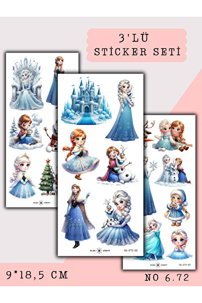 Else Craft 3'lü Prenses Elsa ve Ana Temalı Sticker 6.72 - Ajanda Planlayıcı B...